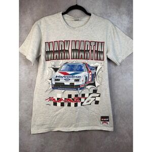 Vintage 90s Mark Martin NASCAR Racing T-Shirt Valvoline Thunderbird Nutmeg Mills